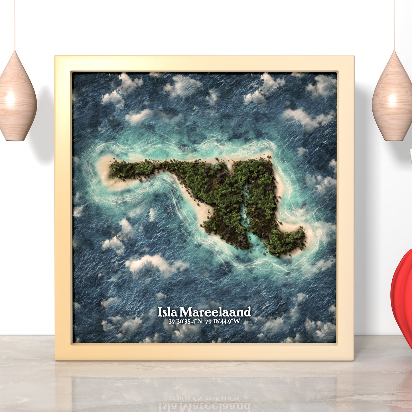 Maryland state as an island print (Isla Mareelaand). Novelty art - Imagine your state as a desert island