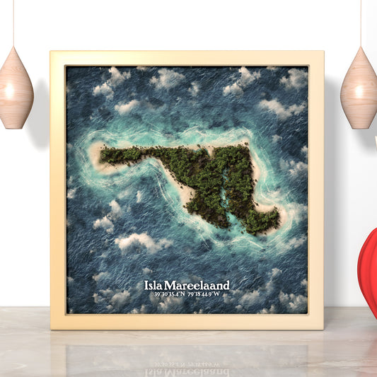 Maryland state as an island print (Isla Mareelaand). Novelty art - Imagine your state as a desert island