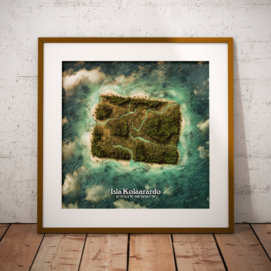 Colorado state as an island print (Isla Kolaarardo). Novelty art - Imagine your state as a desert island.