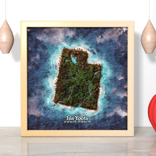 Utah state as an island print (Isla Yoota). Novelty art - imagine your state as a desert island.