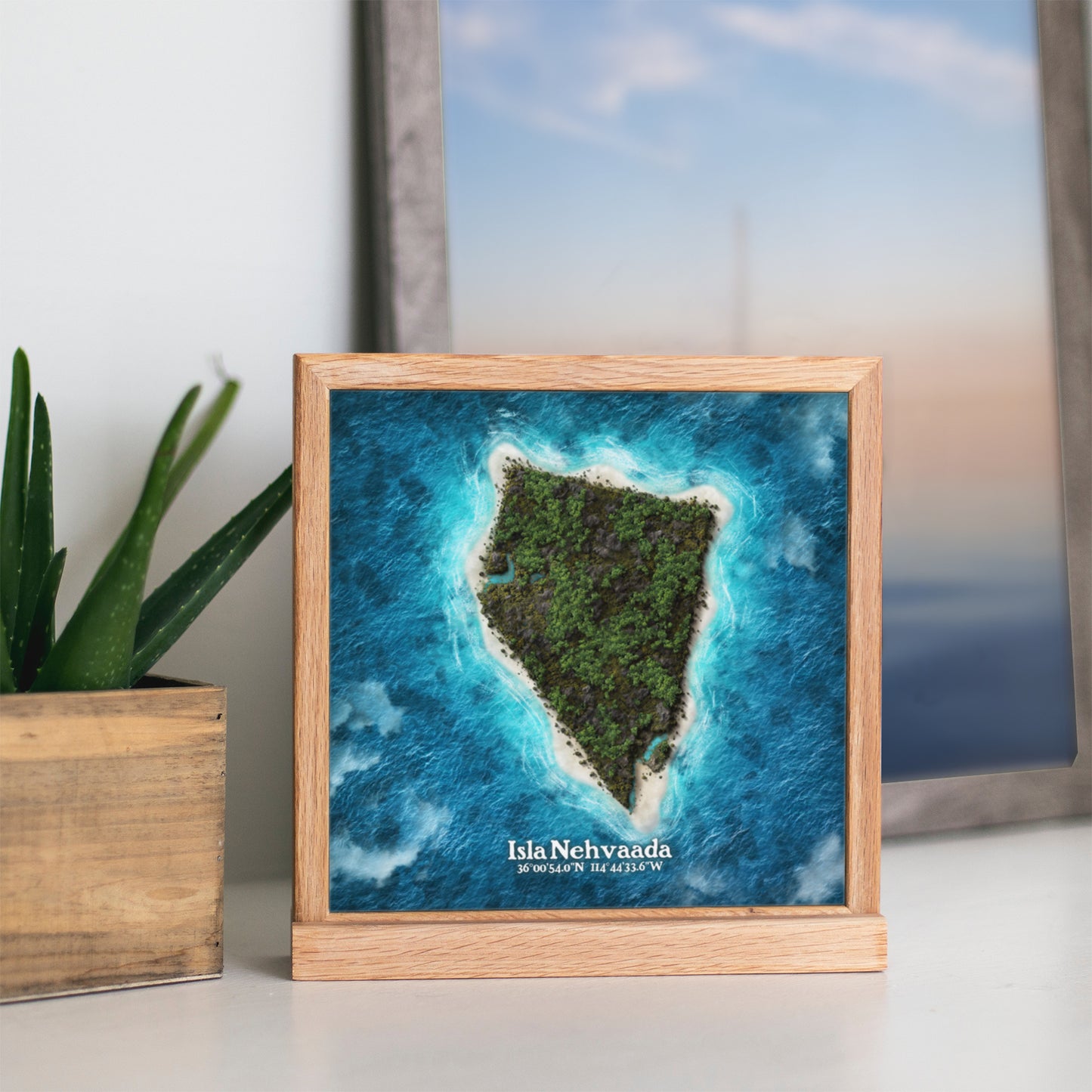 Nevada state as an island print (Isla Nehvaada). Novelty art - imagine your state as a desert island.