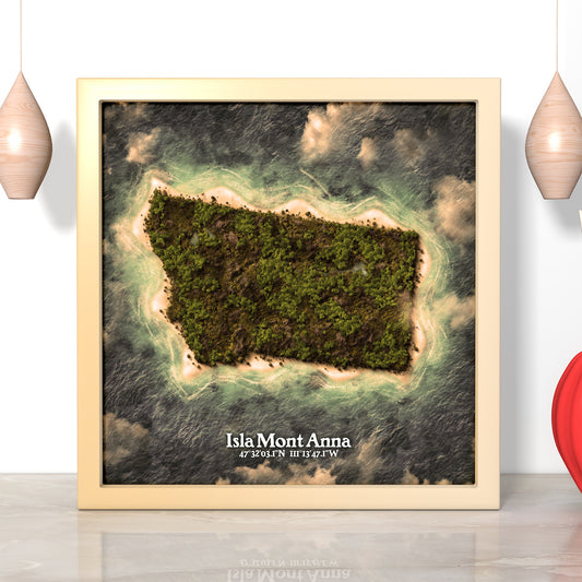 Montana state as an island print (Mont Anna). Novelty art - Imagine your state as an island.