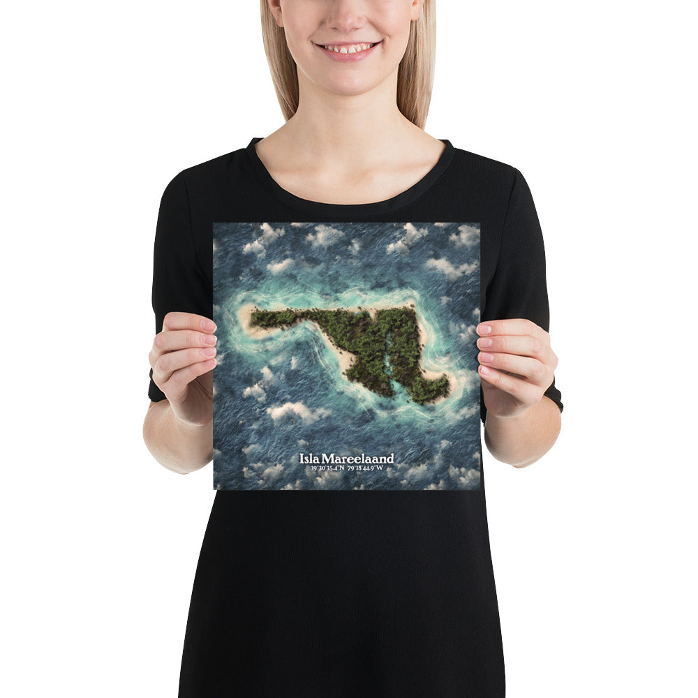 Maryland state as an island print (Isla Mareelaand). Novelty art - Imagine your state as a desert island