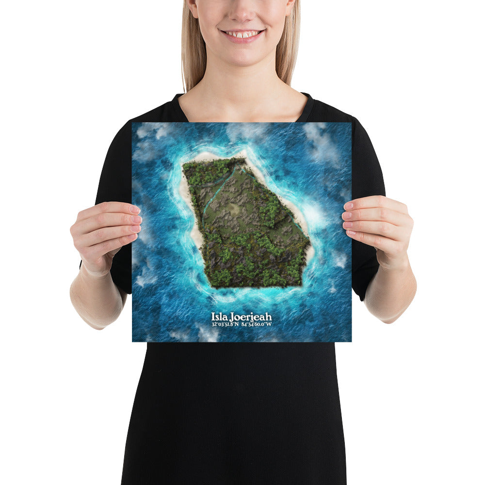 Georgia state as an island print (Isla Joerjeah). Novelty art - Imagine your state as a desert island.