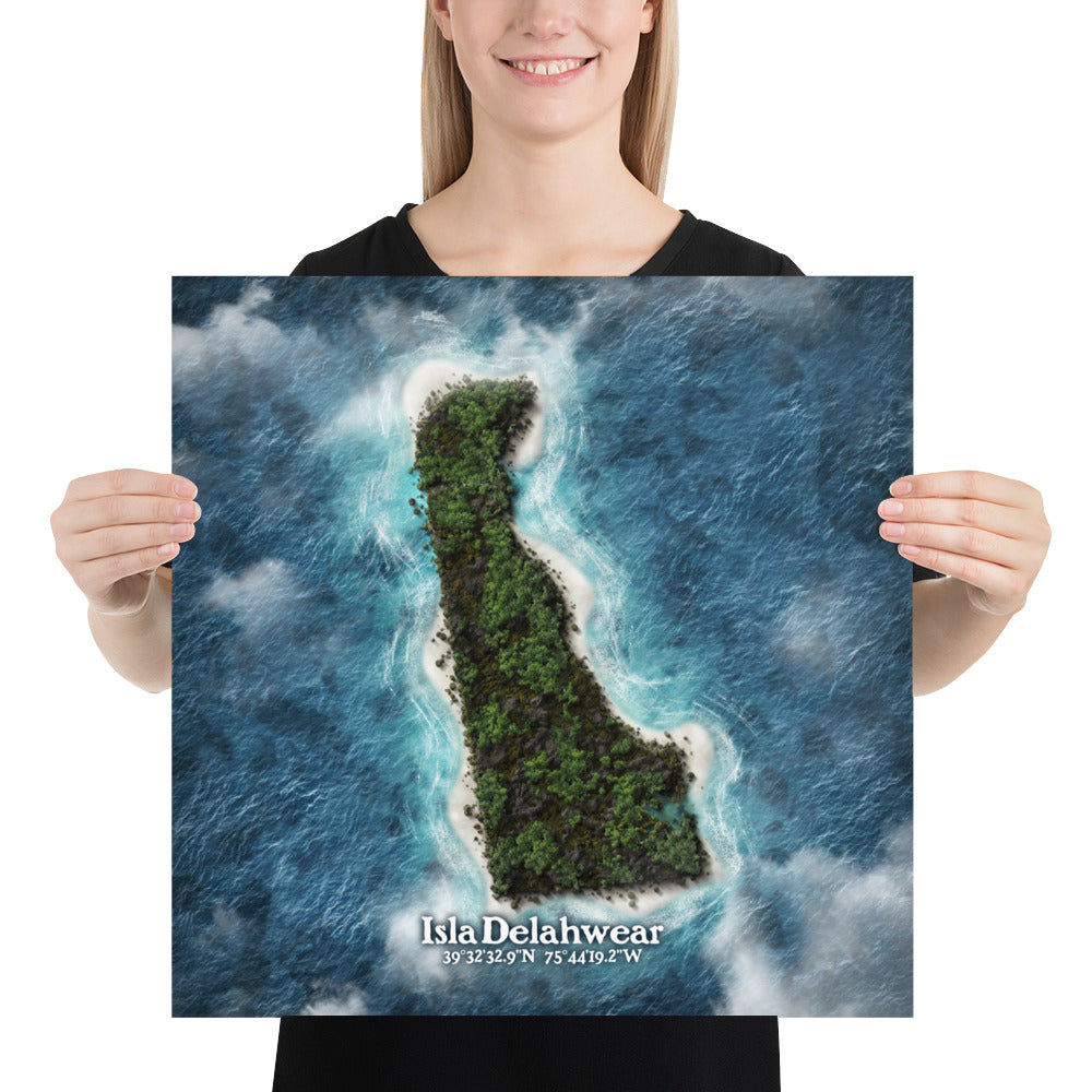 Delaware state as an island print (Delahwear). Novelty art - Imagine your state as an island.